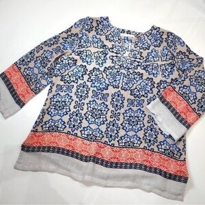 Violet & Claire Floral Blue and Red Blouse